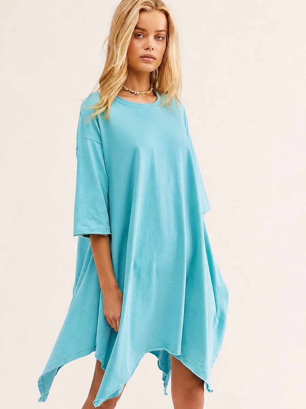 Free People FP Beach Kahana Tunic Dress XS Aqua Oversized Tee
